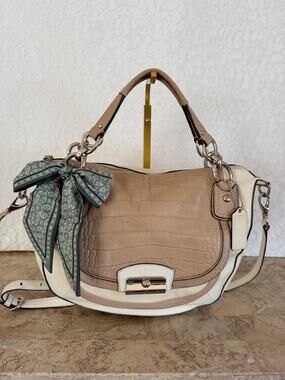 Coach Kristin pinnacle spectator croc Leather Hobo Crossbody Shoulder Bag F22510